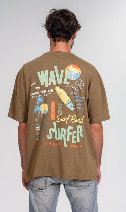 O203119 - Graphic Surf T-Shirt – Olive Green