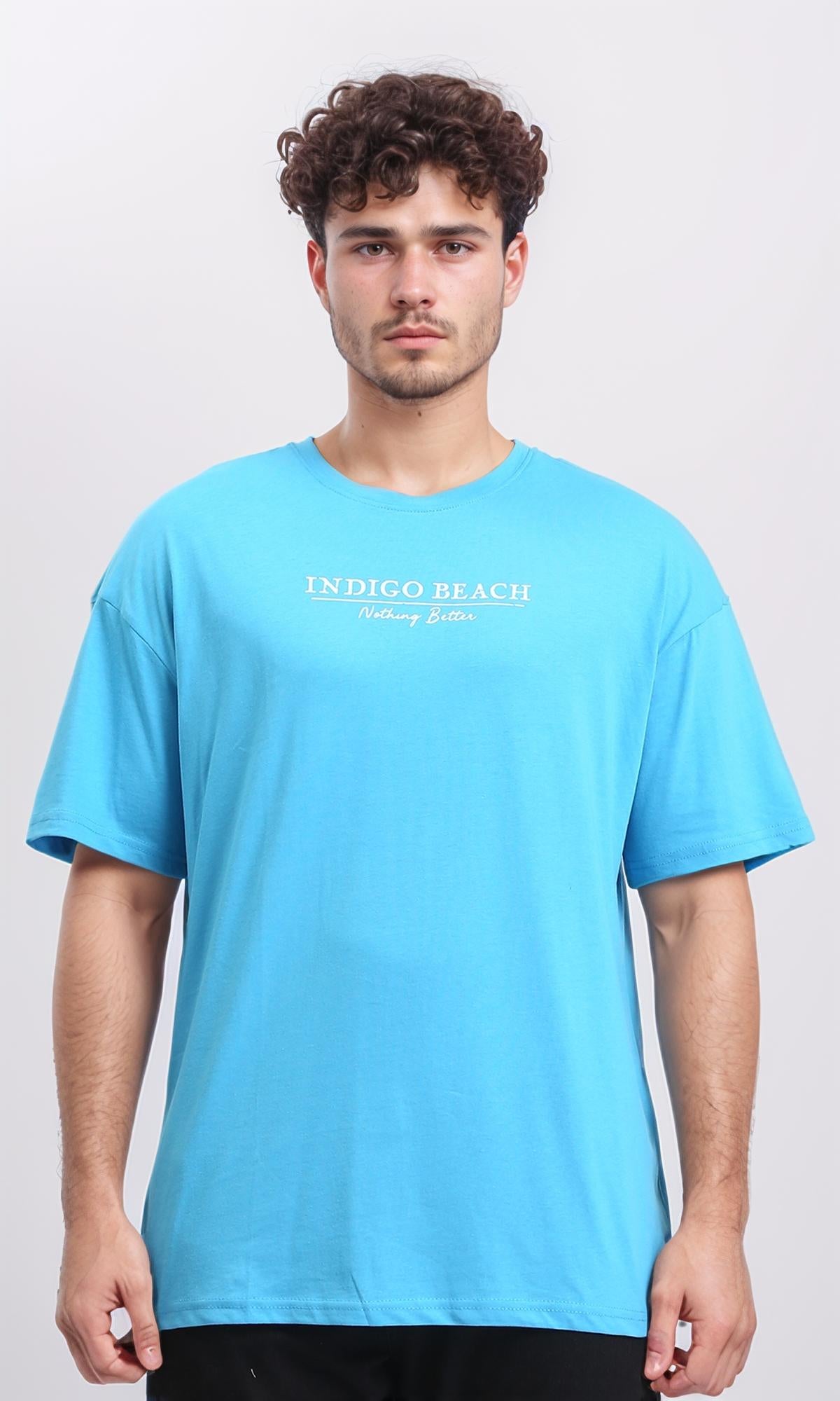 Slip On Relaxed Elbow Sleeves Tee - Turquoise