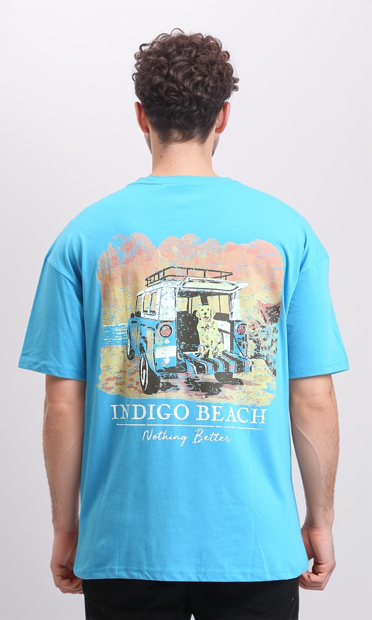 O203123 - Slip On Relaxed Elbow Sleeves Tee - Turquoise