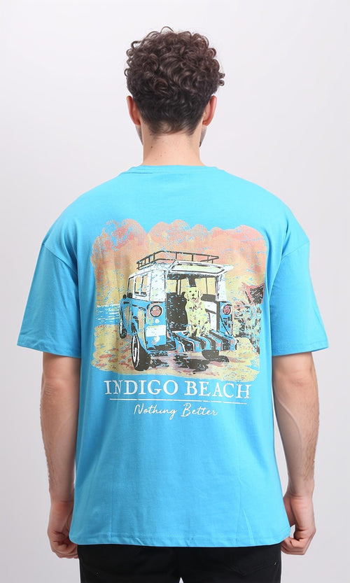 O203123 - Slip On Relaxed Elbow Sleeves Tee - Turquoise