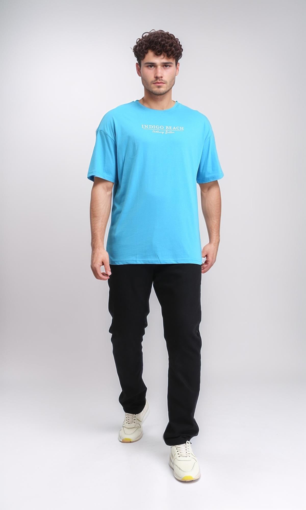 O203123 - Slip On Relaxed Elbow Sleeves Tee - Turquoise