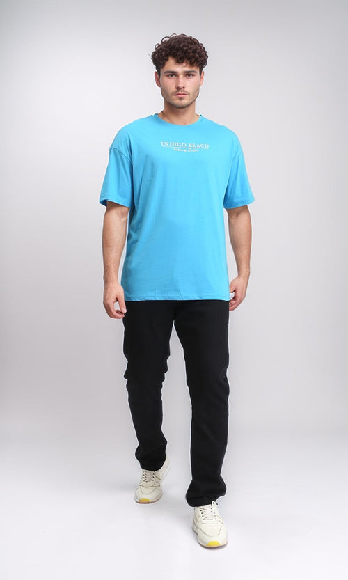 O203123 - Slip On Relaxed Elbow Sleeves Tee - Turquoise