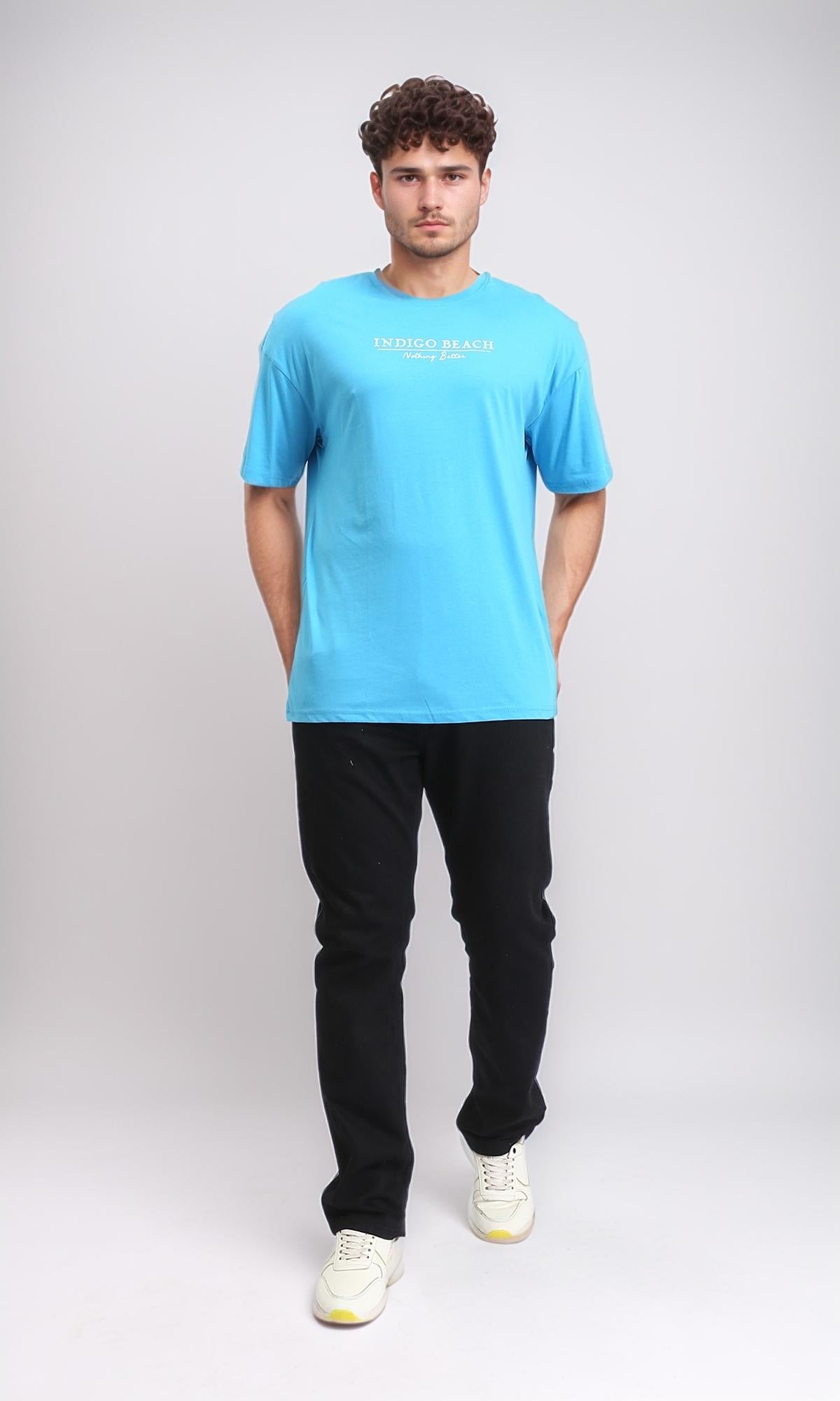 O203123 - Slip On Relaxed Elbow Sleeves Tee - Turquoise