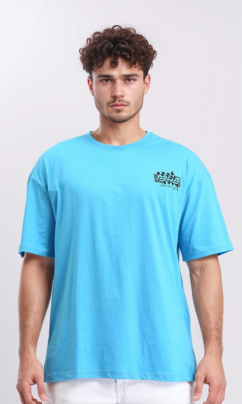 O203125 - Retro Car Graphic T-Shirt – Sky Blue