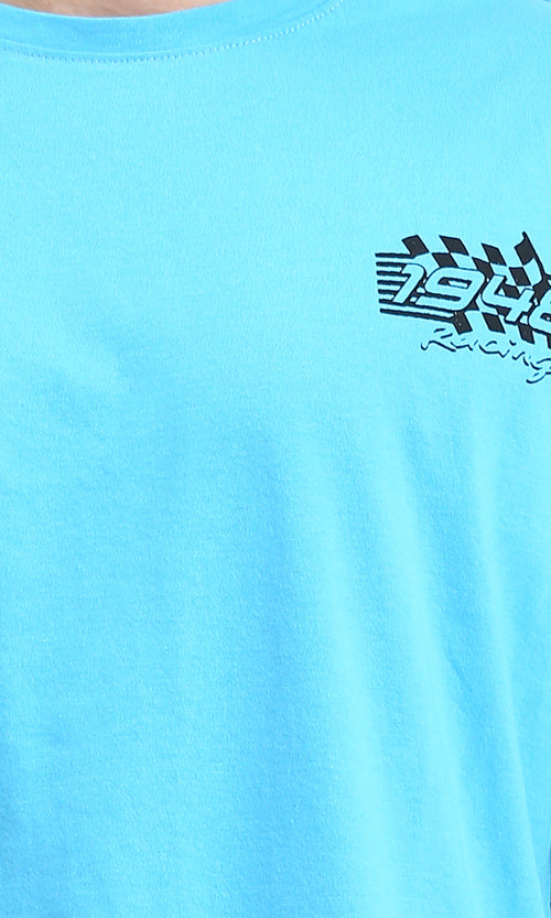 O203125 - Retro Car Graphic T-Shirt – Sky Blue