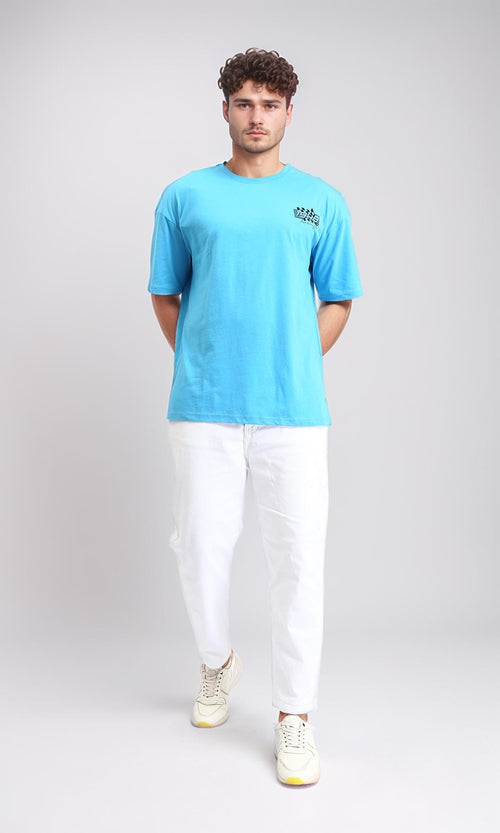 O203125 - Retro Car Graphic T-Shirt – Sky Blue