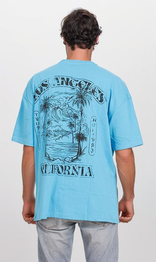 O203126 - California Graphic Oversized T-Shirt – Sky Blue