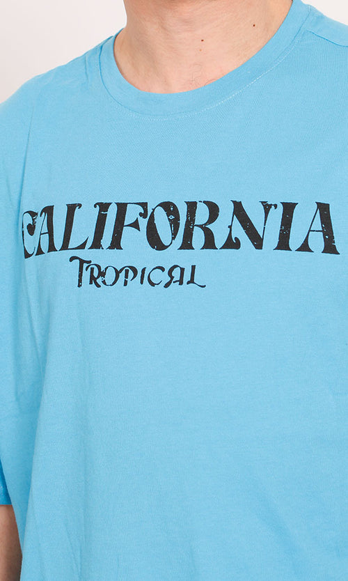 O203126 - California Graphic Oversized T-Shirt – Sky Blue