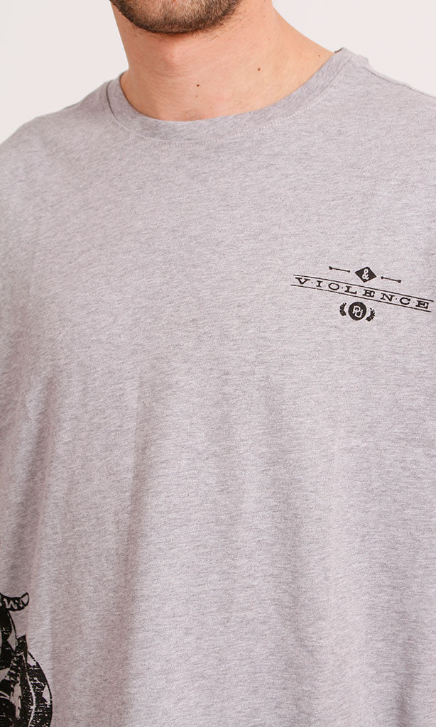 Graphic Print Oversized Heather Grey T-Shirt