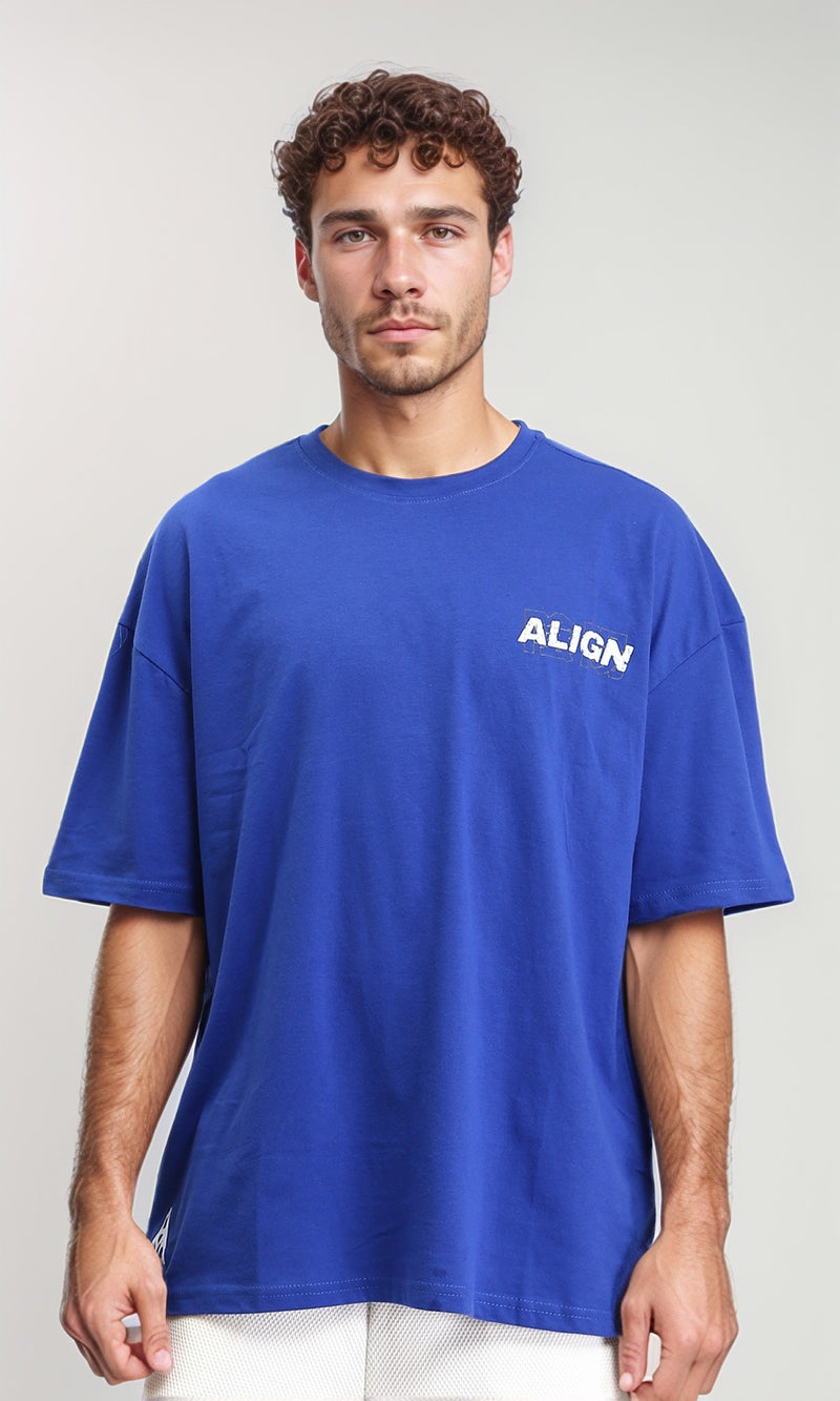 O203142 - "ALIGN" Elbow Sleeves Cotton Tee - Blue