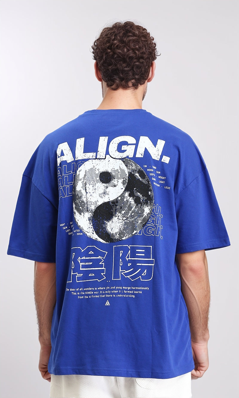 O203142 - "ALIGN" Elbow Sleeves Cotton Tee - Blue
