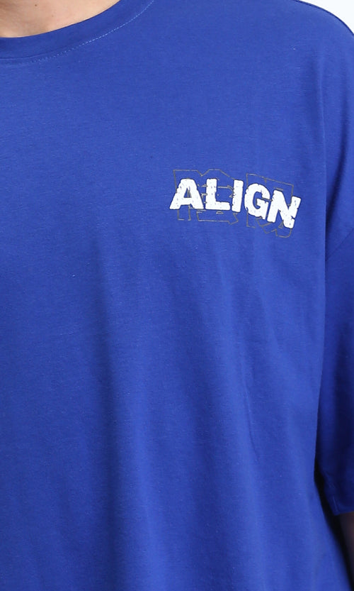 O203142 - "ALIGN" Elbow Sleeves Cotton Tee - Blue