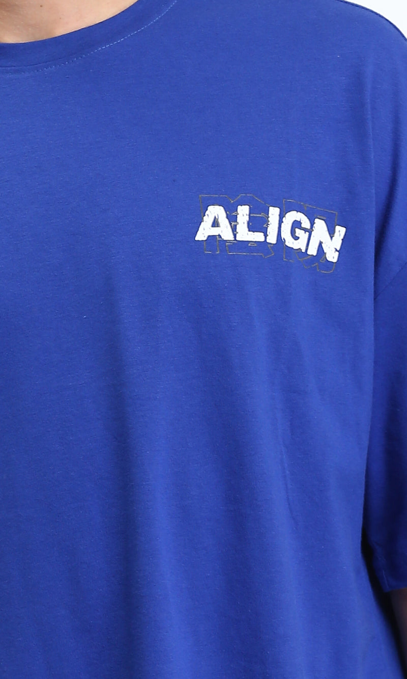 O203142 - "ALIGN" Elbow Sleeves Cotton Tee - Blue