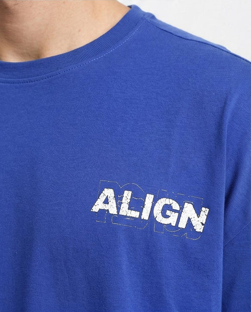 تي شيرت رجالي كبير الحجم "ALIGN" بطبعة جرافيك من رافين - أزرق كوبالت - O203142