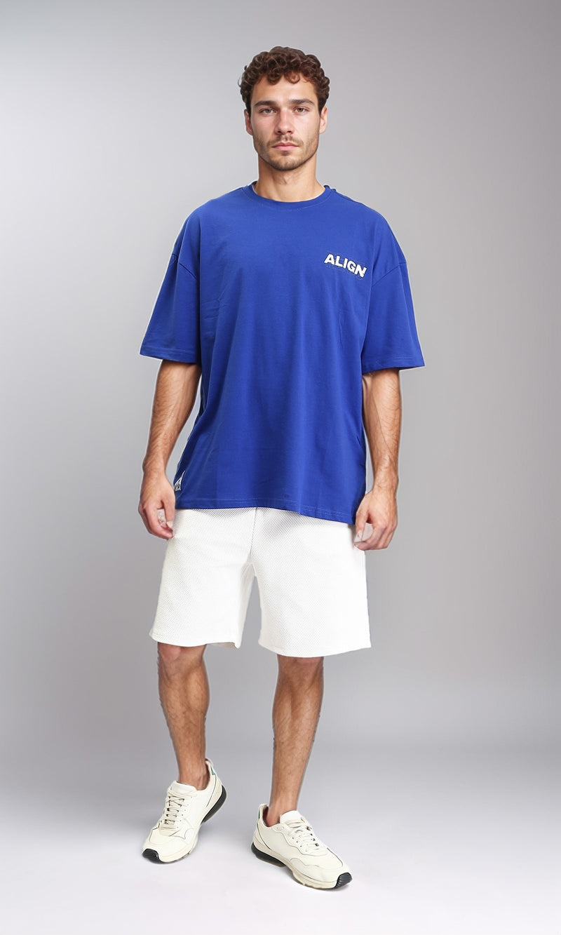 O203142 - "ALIGN" Elbow Sleeves Cotton Tee - Blue