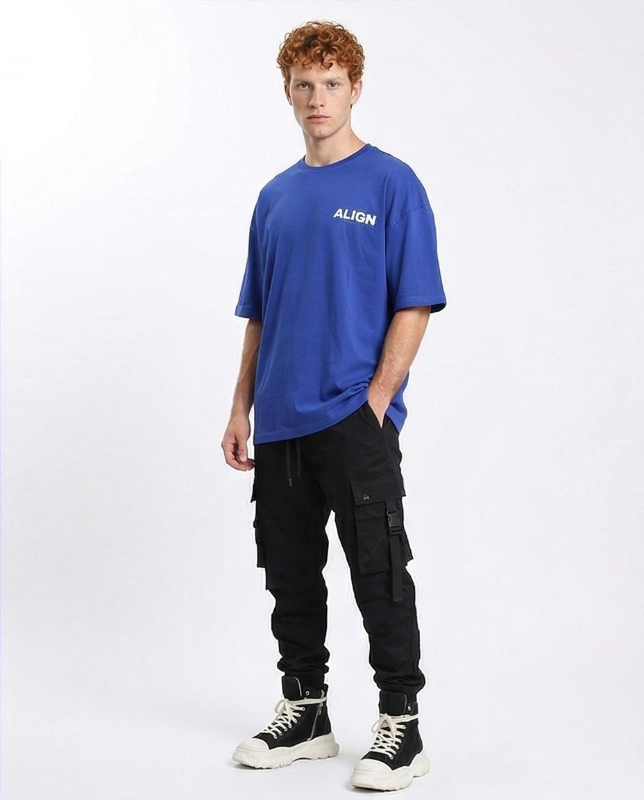 Ravin Mens Oversized 'ALIGN' Graphic T-Shirt - Cobalt Blue - O203142
