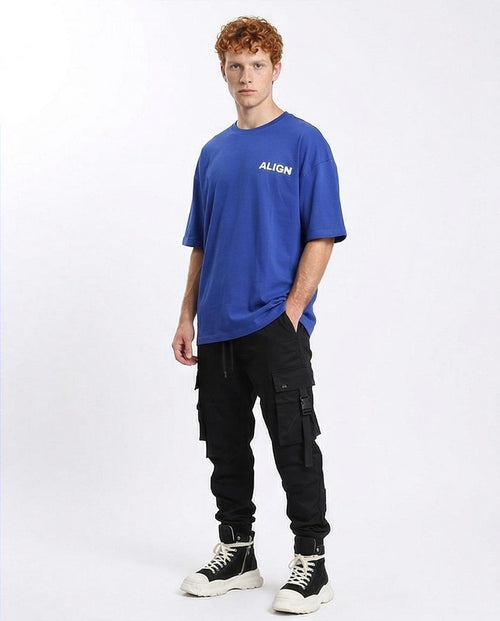 تي شيرت رجالي كبير الحجم "ALIGN" بطبعة جرافيك من رافين - أزرق كوبالت - O203142