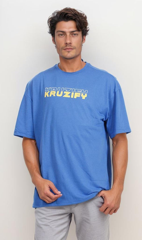 O203143 - Kruzify Oversized Graphic T-Shirt – Royal Blue