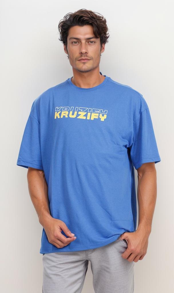 O203143 - Kruzify Oversized Graphic T-Shirt – Royal Blue