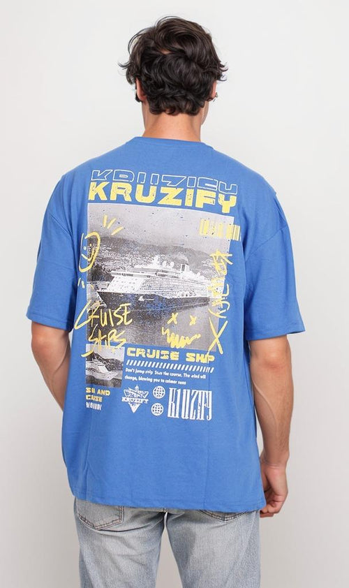 O203143 - Kruzify Oversized Graphic T-Shirt – Royal Blue
