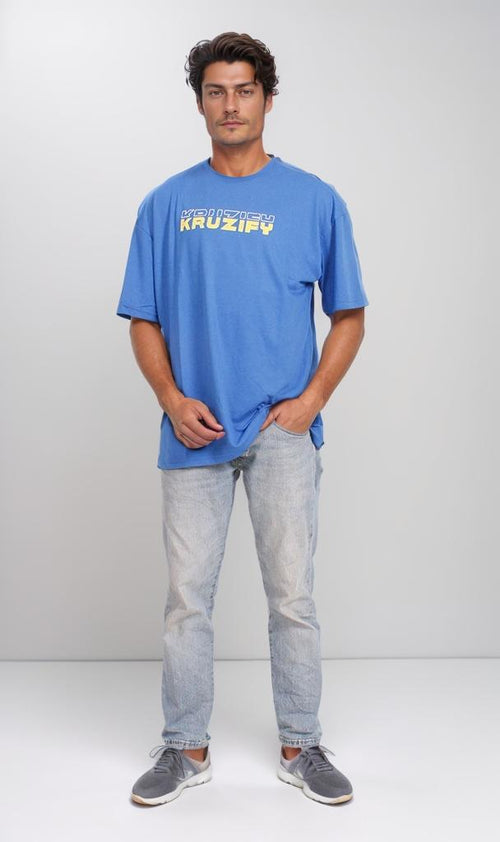 O203143 - Kruzify Oversized Graphic T-Shirt – Royal Blue