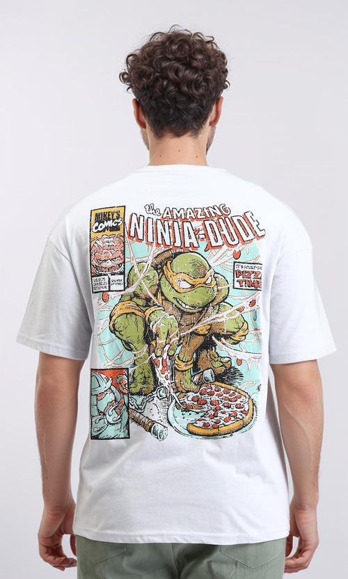 O203146 - Slip On "Ninja" Printed Tee - Pastel Grey