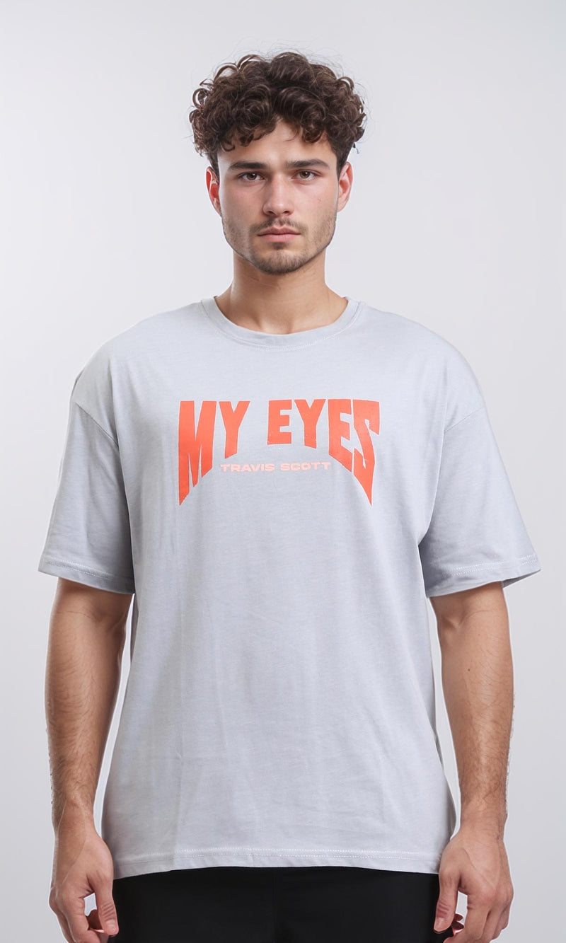 O203147 - Slip On Printed Summer Tee - Light Grey