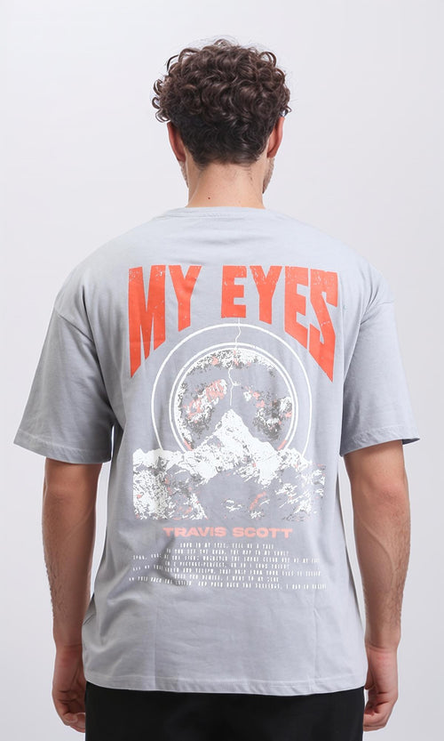 O203147 - Slip On Printed Summer Tee - Light Grey