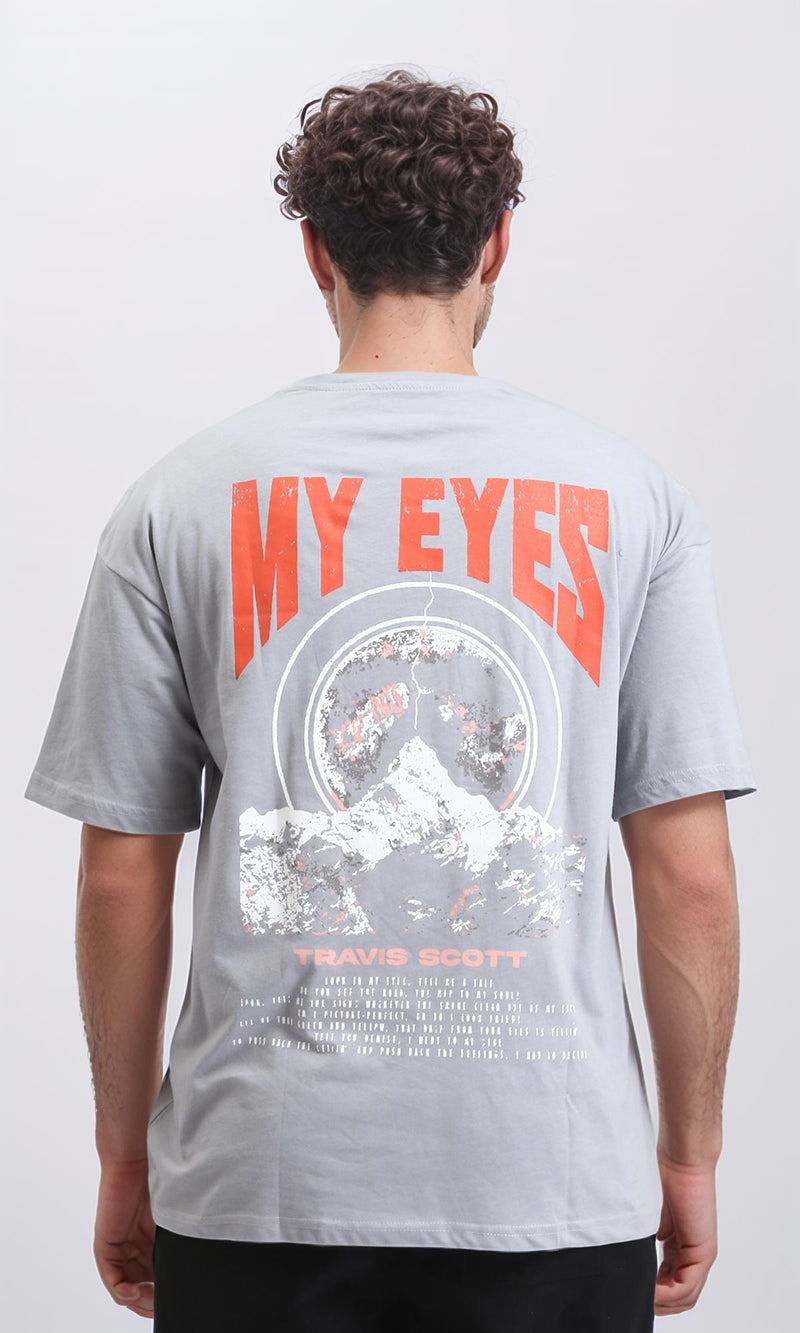 O203147 - Slip On Printed Summer Tee - Light Grey