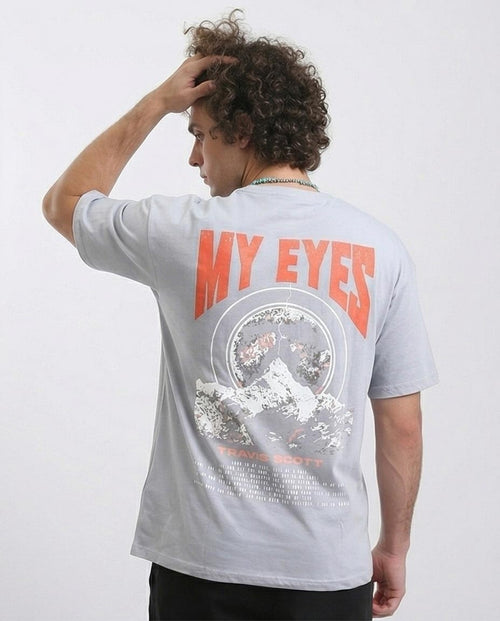 Ravin x Travis Scott "MY EYES" Graphic Oversized T-Shirt in Light Grey - O203147