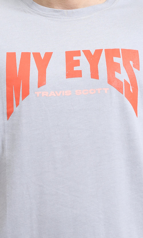 O203147 - Slip On Printed Summer Tee - Light Grey