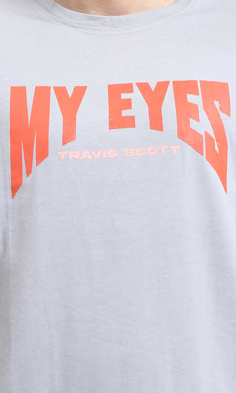 O203147 - Slip On Printed Summer Tee - Light Grey