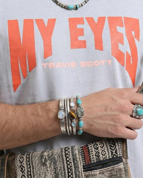 Ravin x Travis Scott "MY EYES" Graphic Oversized T-Shirt in Light Grey - O203147