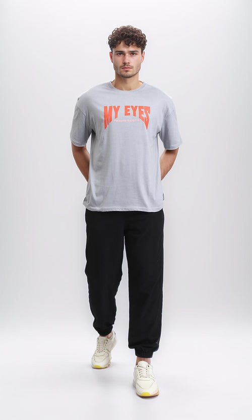 O203147 - Slip On Printed Summer Tee - Light Grey