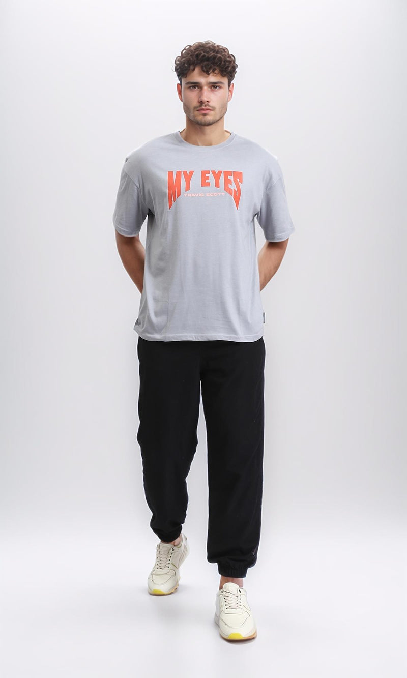 O203147 - Slip On Printed Summer Tee - Light Grey