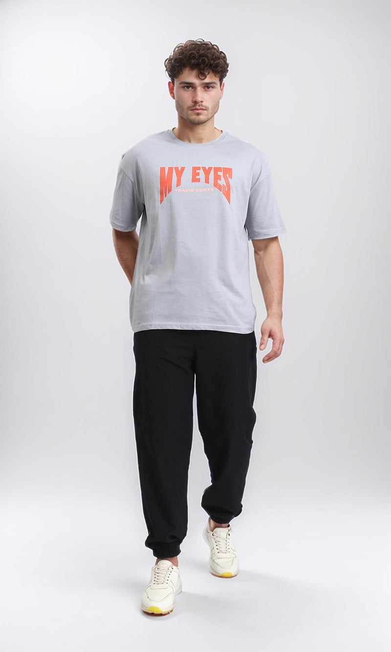 O203147 - Slip On Printed Summer Tee - Light Grey