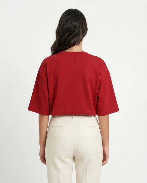 Ravin Oversized Crimson Tee - Everyday Comfort & Modern Style - O203153