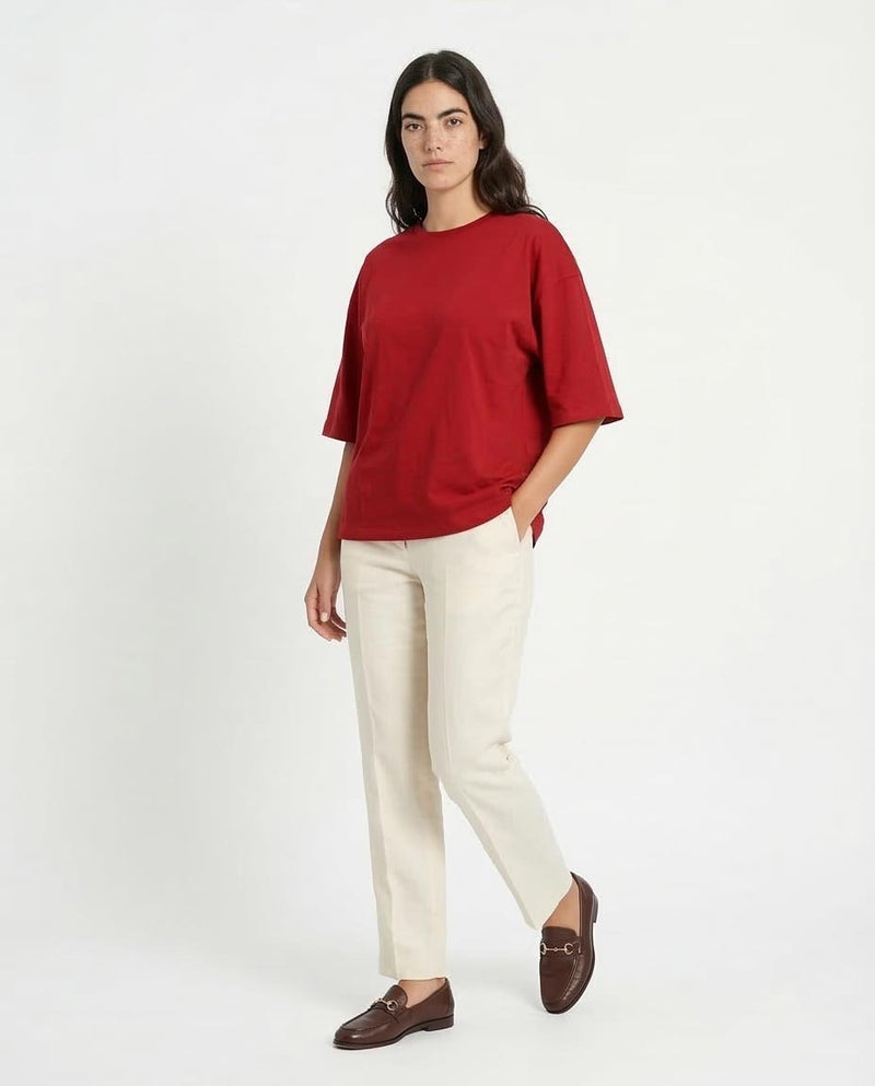 Ravin Oversized Crimson Tee - Everyday Comfort & Modern Style - O203153