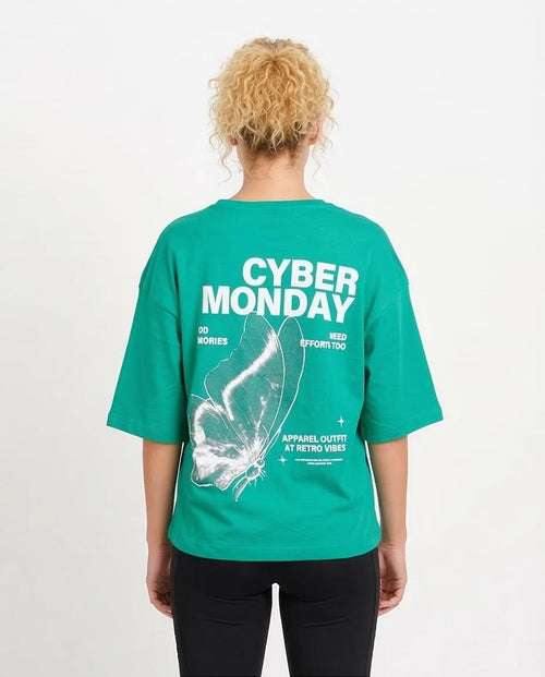 Ravin Oversized Graphic Tee – Kelly Green "Cyber Monday" Butterfly Edition - O203155