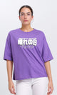 O203158 - Slip On Printed Oversized Summer Tee - Purple