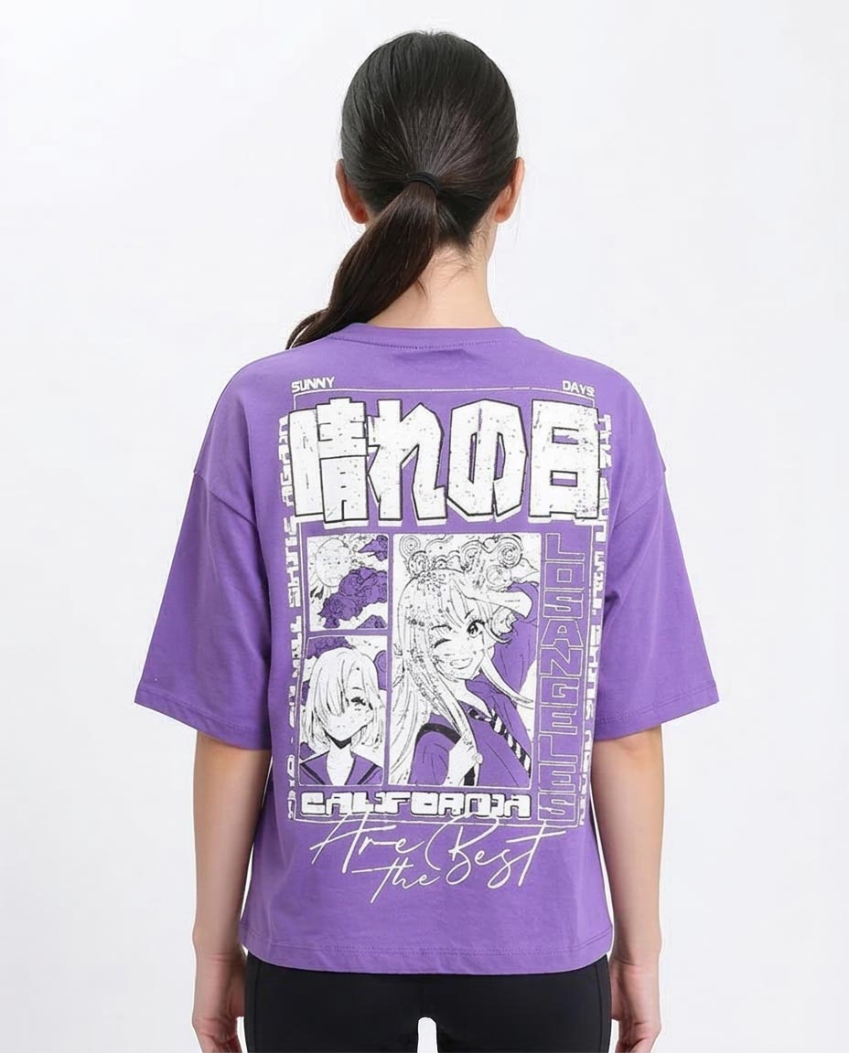 Ravin Women's Oversized Manga Graphic T-Shirt - Purple - O203158