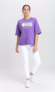 O203158 - Slip On Printed Oversized Summer Tee - Purple