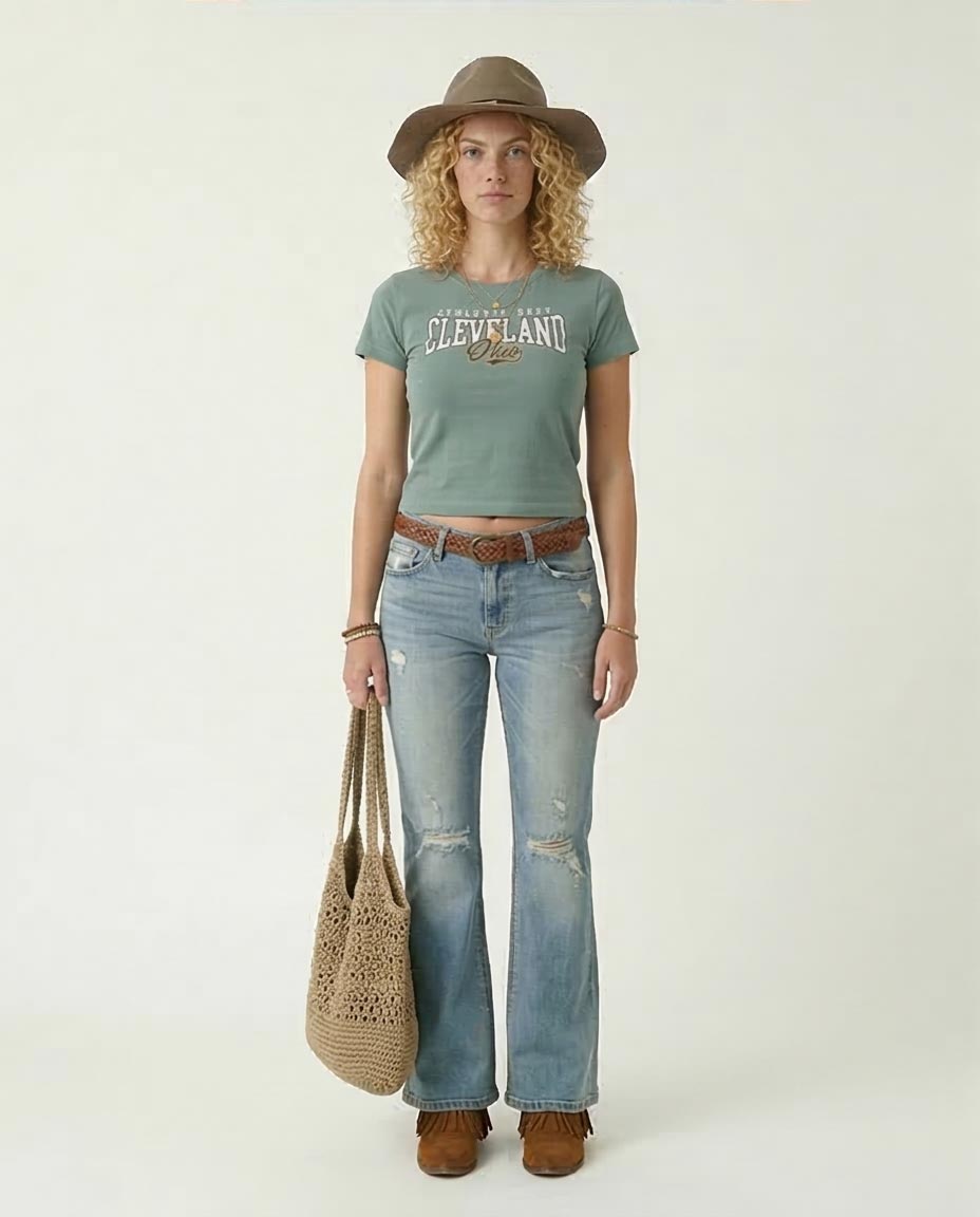 Ravin Cleveland Ohio Graphic Tee - Modern Boho Style - green - O203160
