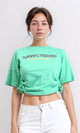 O203163 - Printed Short Tee with Side Drawstring - Light Green