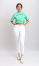 O203163 - Printed Short Tee with Side Drawstring - Light Green
