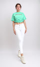 O203163 - Printed Short Tee with Side Drawstring - Light Green