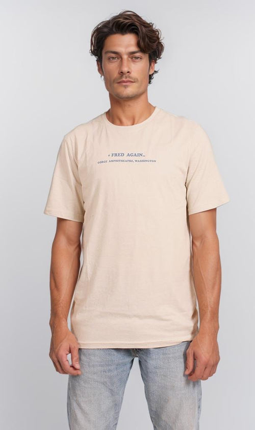 O203195 - Minimalist Sunset Graphic T-Shirt – Beige