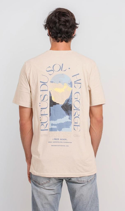 O203195 - Minimalist Sunset Graphic T-Shirt – Beige