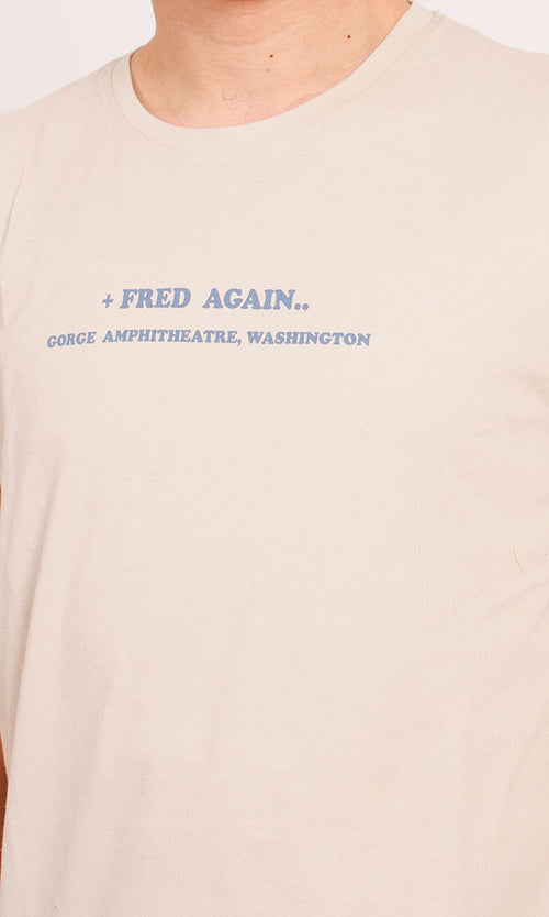 O203195 - Minimalist Sunset Graphic T-Shirt – Beige