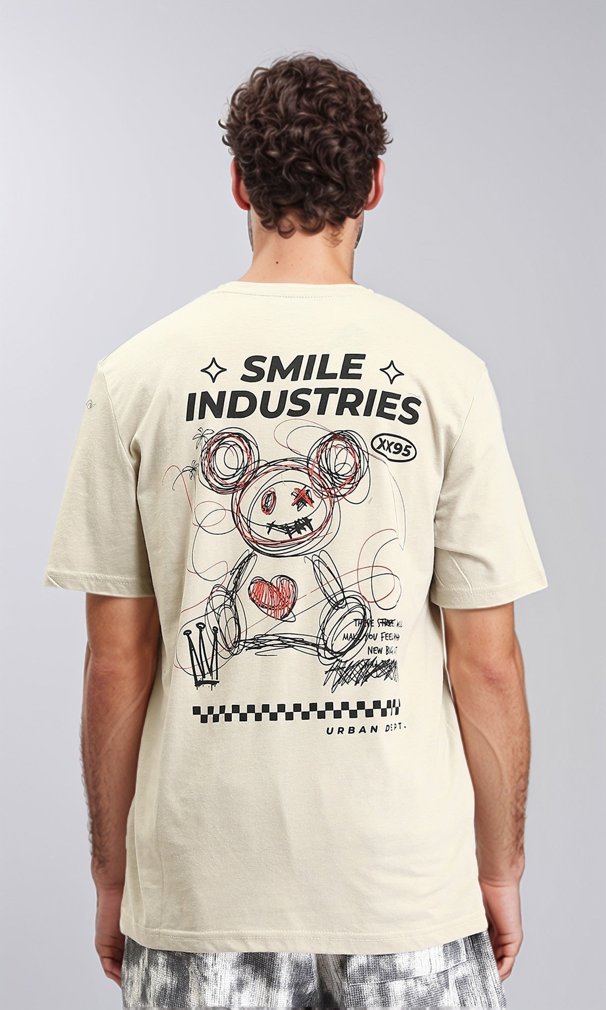 O203196 - Regular Fit Printed Casual Tee - Light Beige